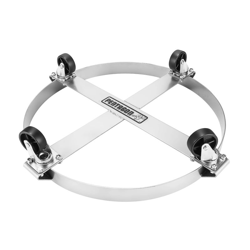 PENTAGON 55-Gallon Drum Dolly - Heavy-Duty Steel Dolly with Cross Braces and 4 Caster Wheels â€“ 1,000-Pound Capacity by Pentagon Tools - Image 1